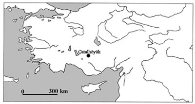 Figure 1: Location map. Showing the site of Çatalhöyük in the southern region of present-day Turkey.