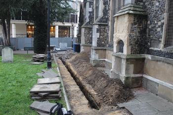 Image from Images and GIS from an Archaeological Watching Brief at St. Stephen's Church, Ipswich, Suffolk, January - March 2023