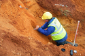 Thumbnail of Drs David Bridgland and Peter Allen recording the section prior to samples being taken for OSL dating April 2009 (funded by English Heritage through the ALSF programme)