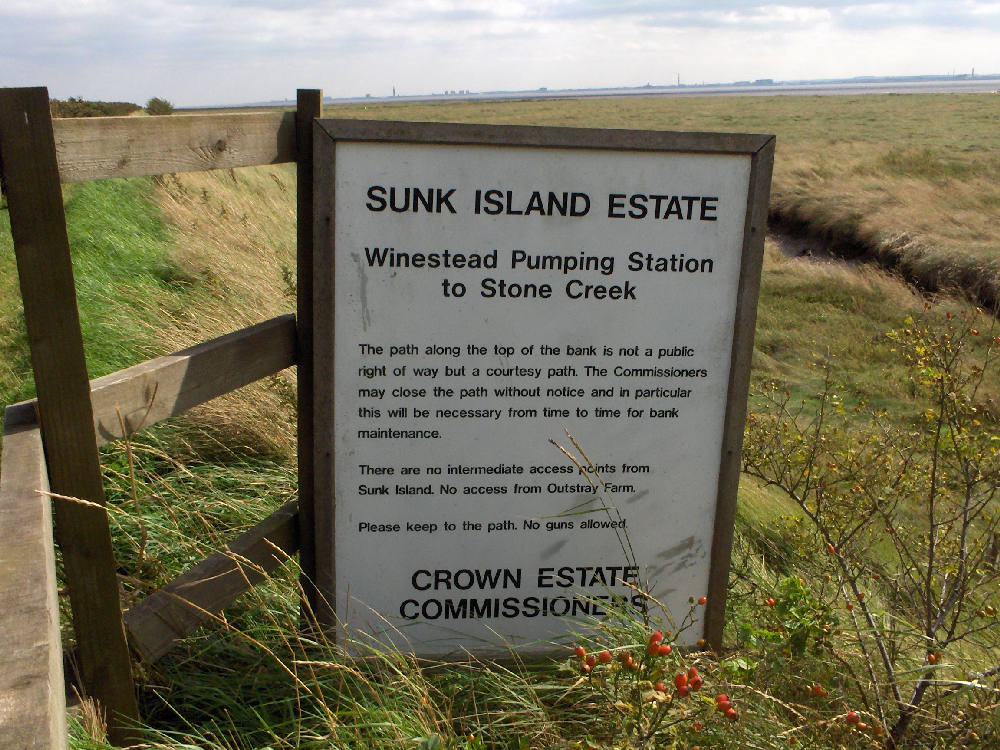 View over sunk island towards estuary