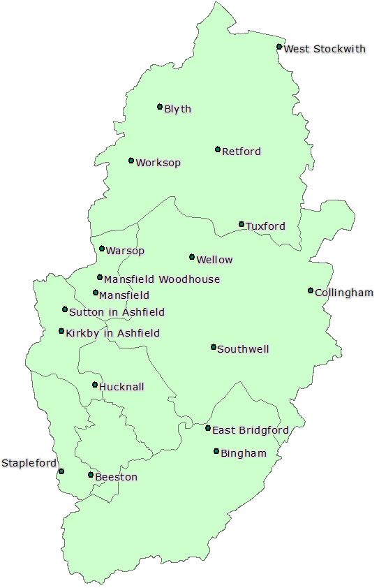 Nottinghamshire Map